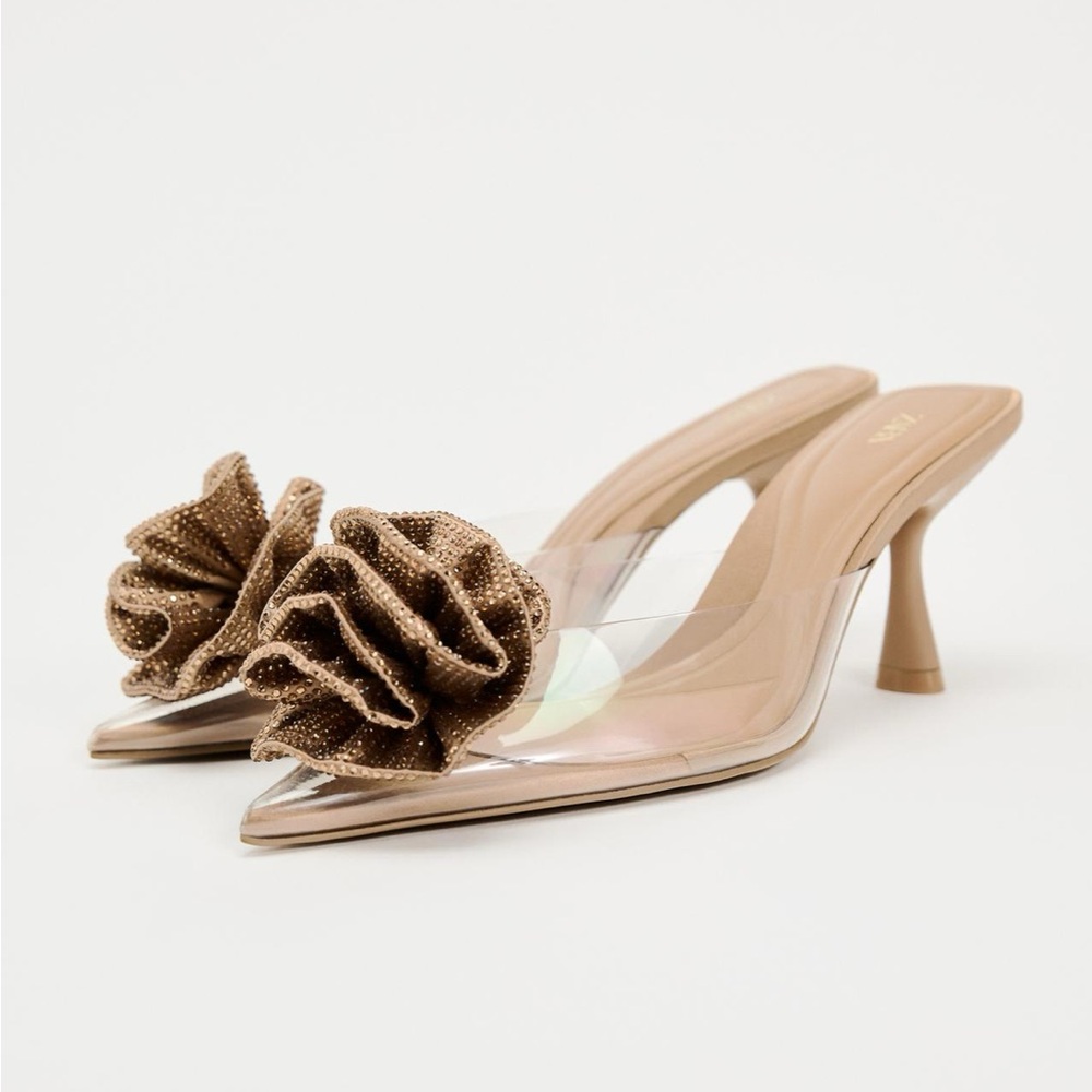 Zara limited edition rhinestone floral pattern heels